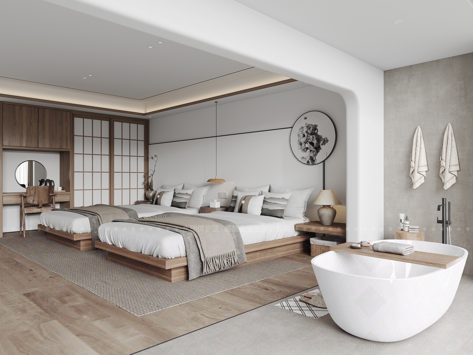 新中式酒店客房SU模型下载【ID:1216077604】