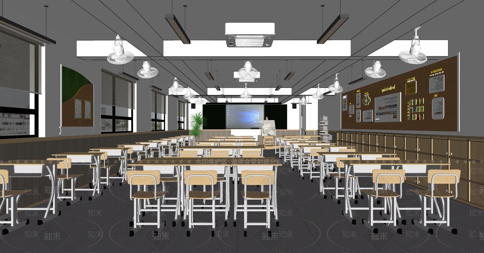 现代学校教室SU模型下载【ID:1142883432】