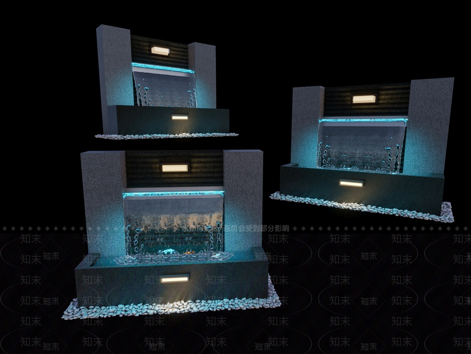 现代水景墙3D模型下载【ID:1143913805】