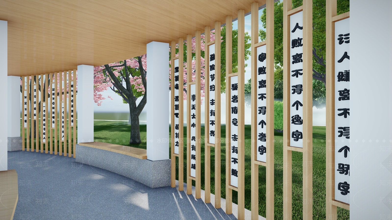 新中式廊架SU模型下载【ID:1142893367】