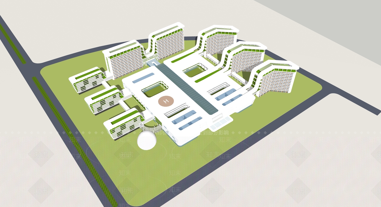 现代医院建筑SU模型下载【ID:1142894898】