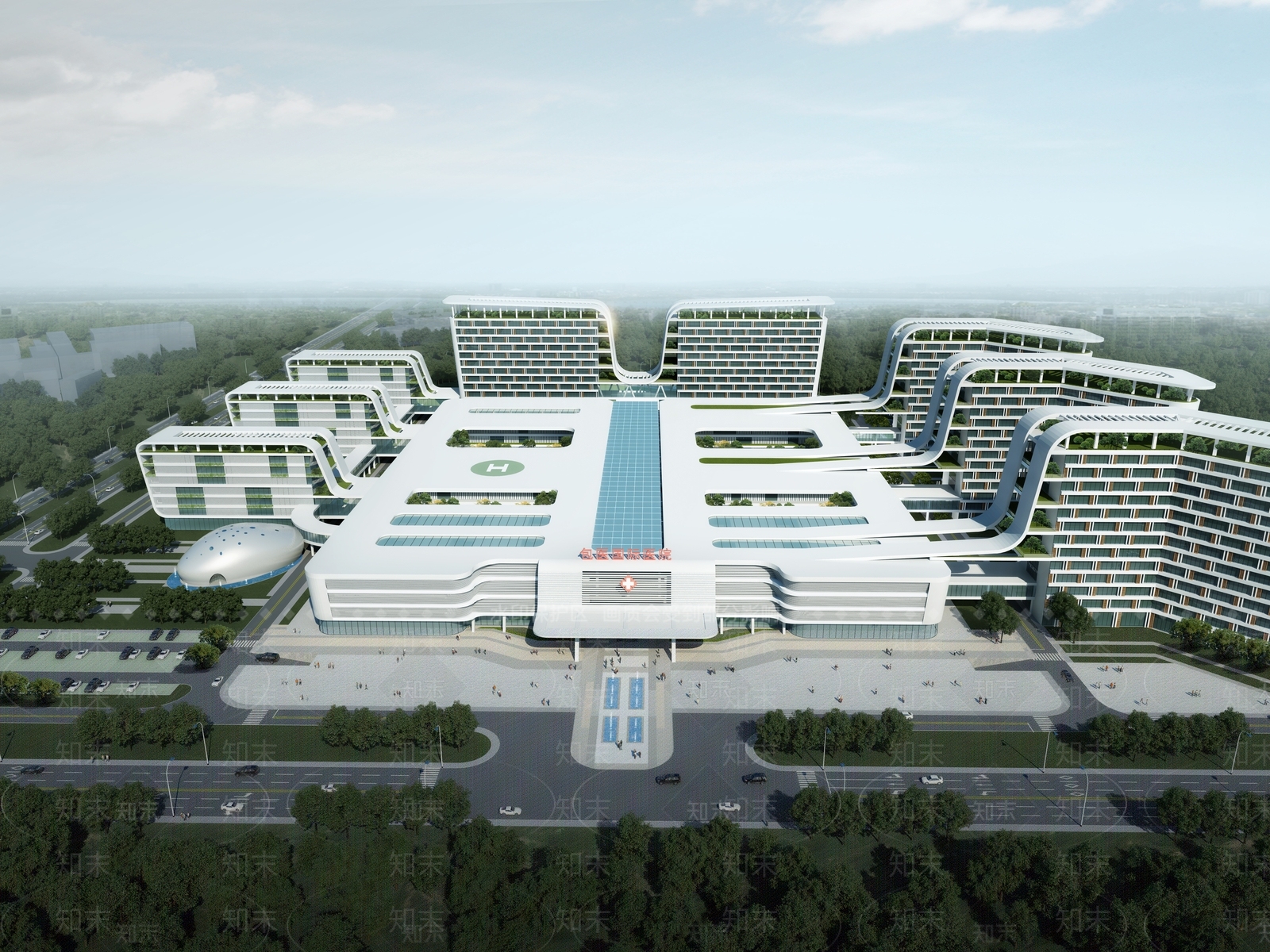 现代医院建筑SU模型下载【ID:1142894898】
