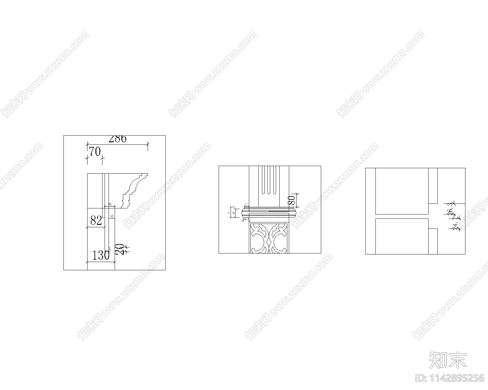 法式墙板cad施工图下载【ID:1142895256】