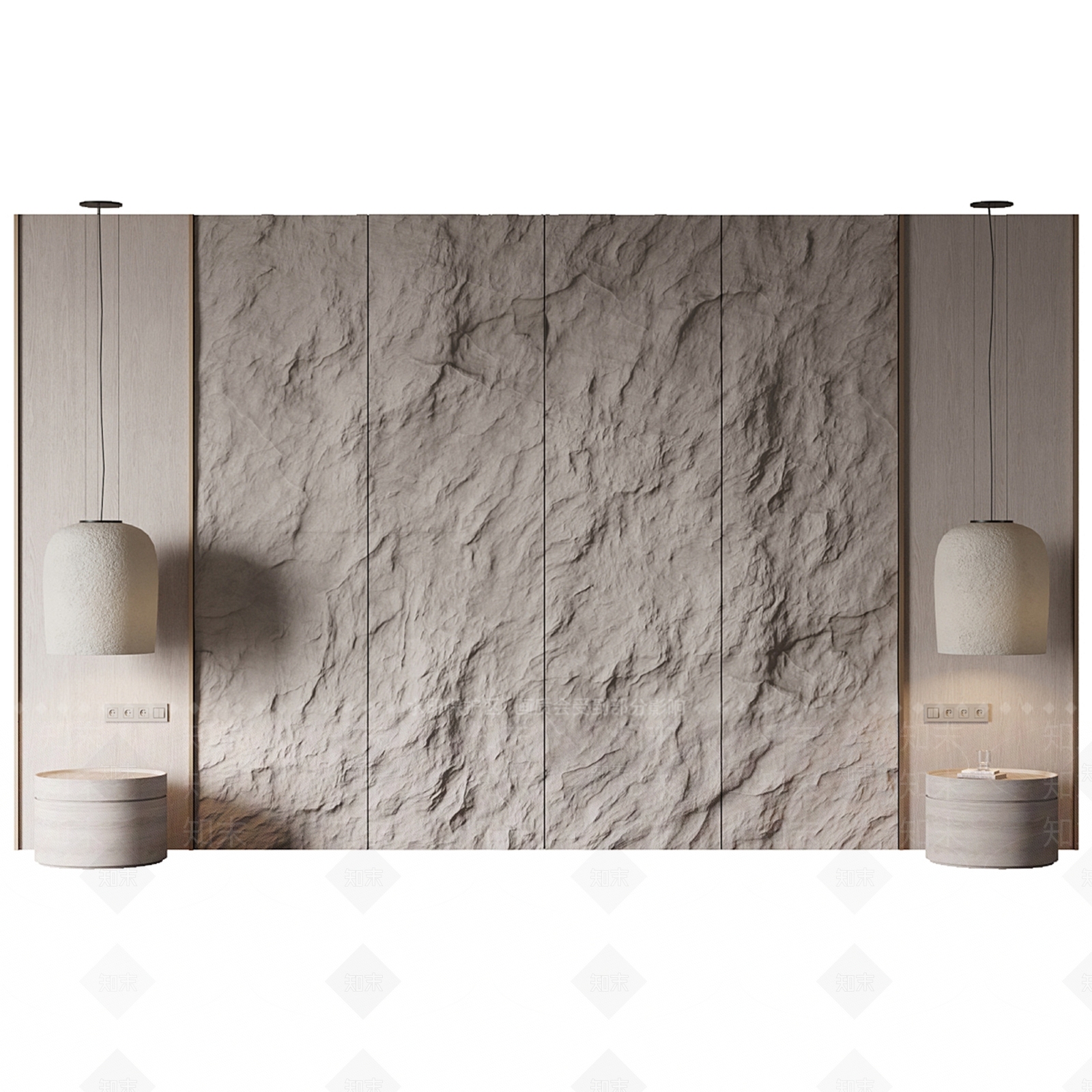 侘寂风卧室背景墙3D模型下载【ID:1142896140】