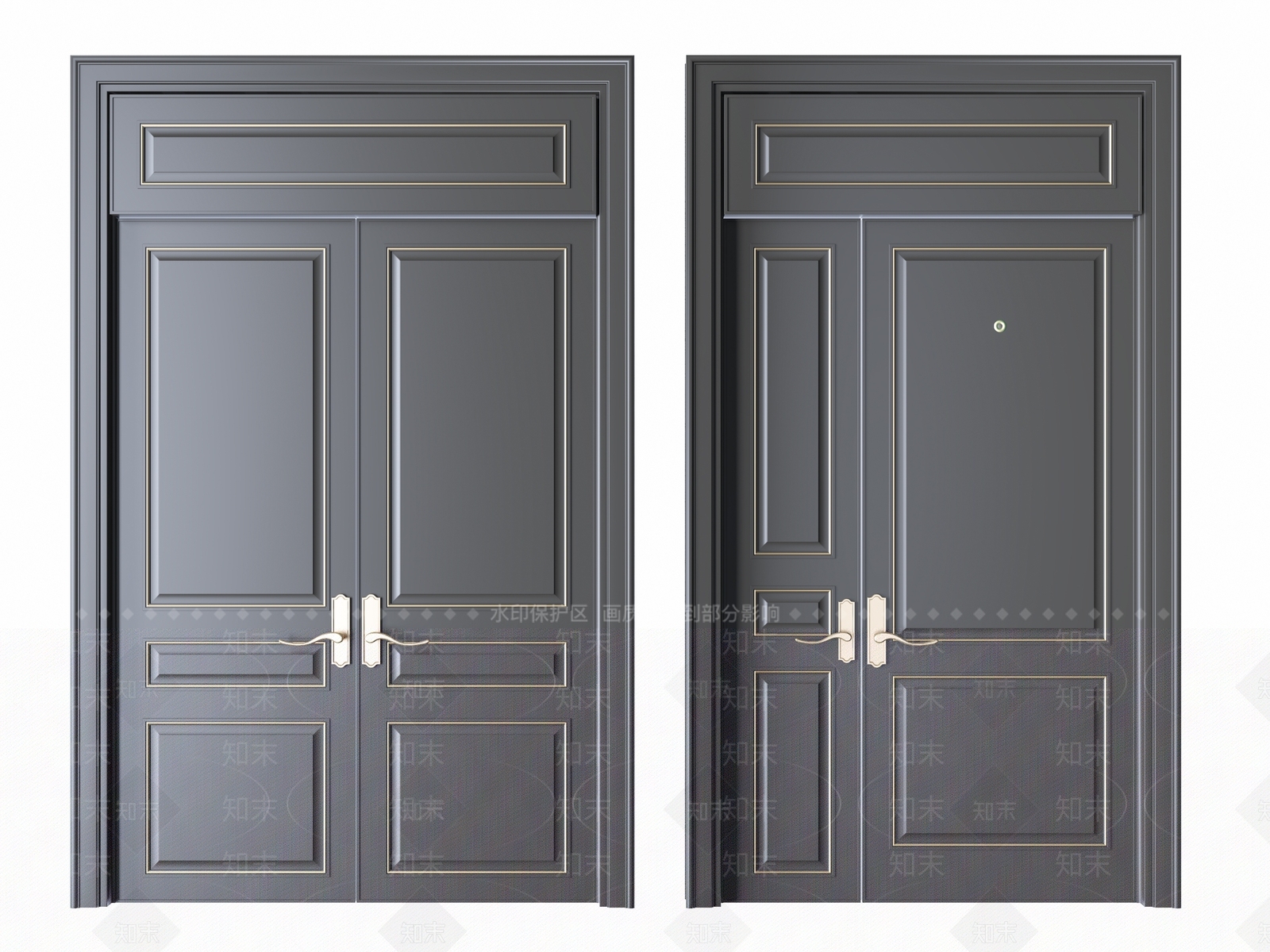 现代子母门双开门3D模型下载【ID:1142898524】