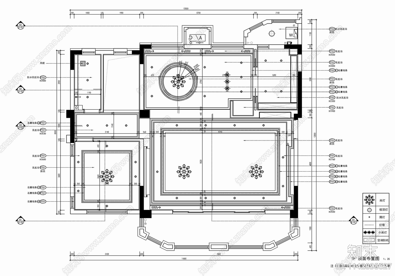 三层小别墅室内装修cad施工图下载【ID:1142898627】