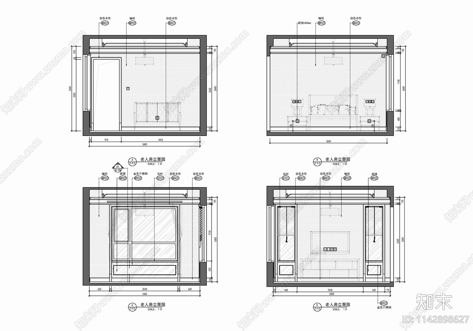 三层小别墅室内装修cad施工图下载【ID:1142898627】