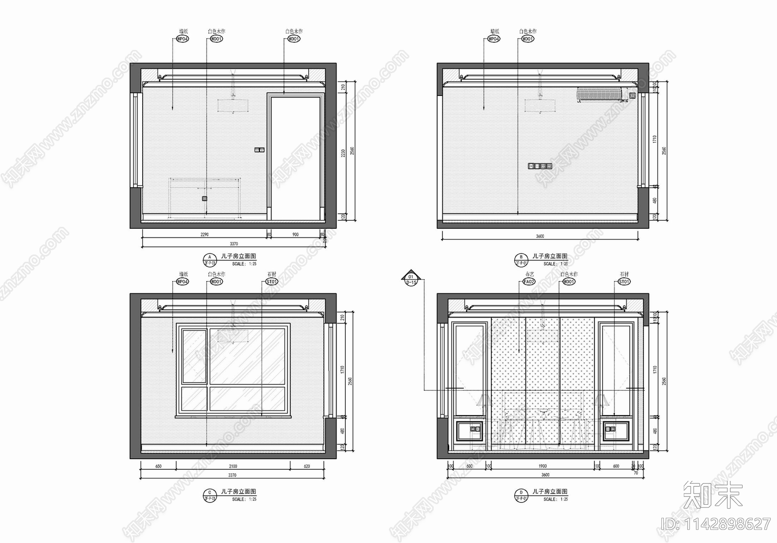 三层小别墅室内装修cad施工图下载【ID:1142898627】