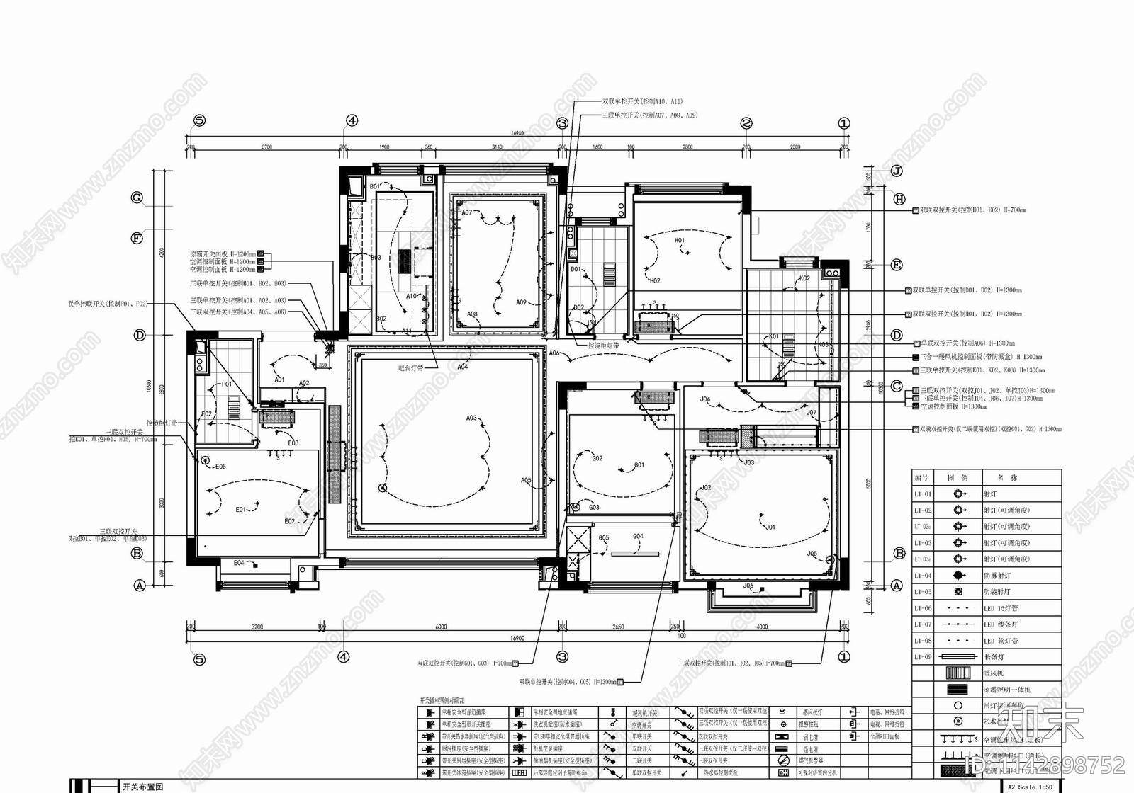 150㎡四居室家装室内cad施工图下载【ID:1142898752】