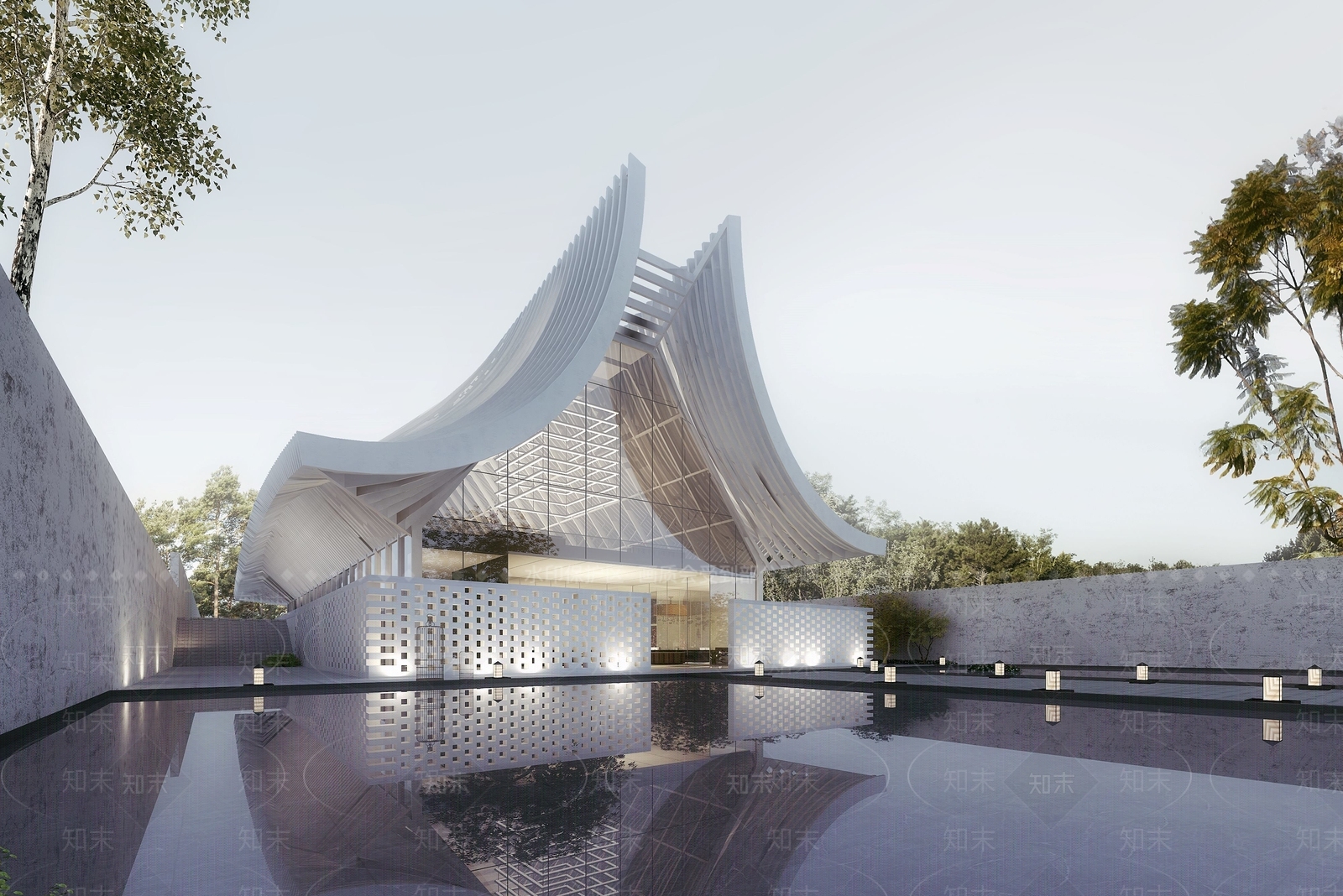 现代售楼处建筑SU模型精品下载_SketchUp模型_知末网