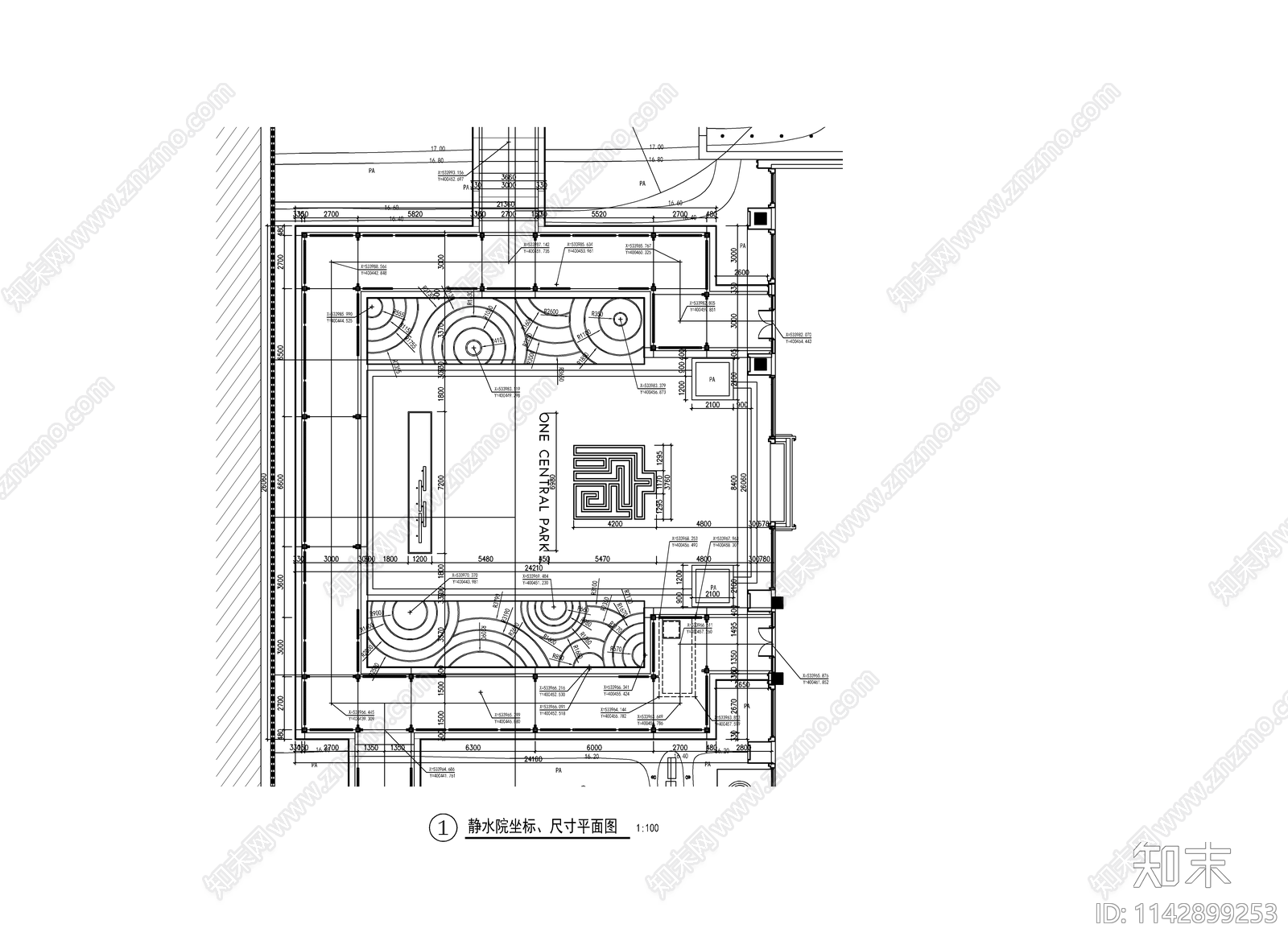 新中式示范区镜面水景cad施工图下载【ID:1142899253】