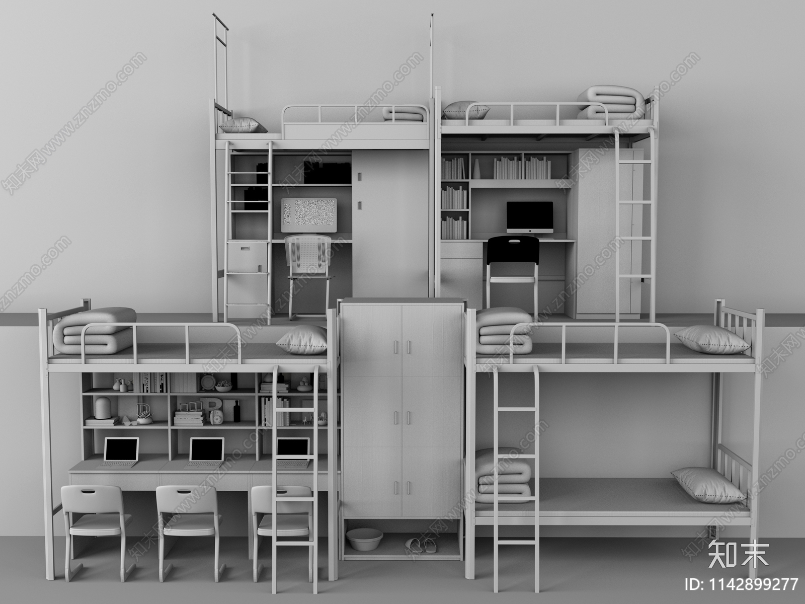 双层床3D模型下载【ID:1142899277】