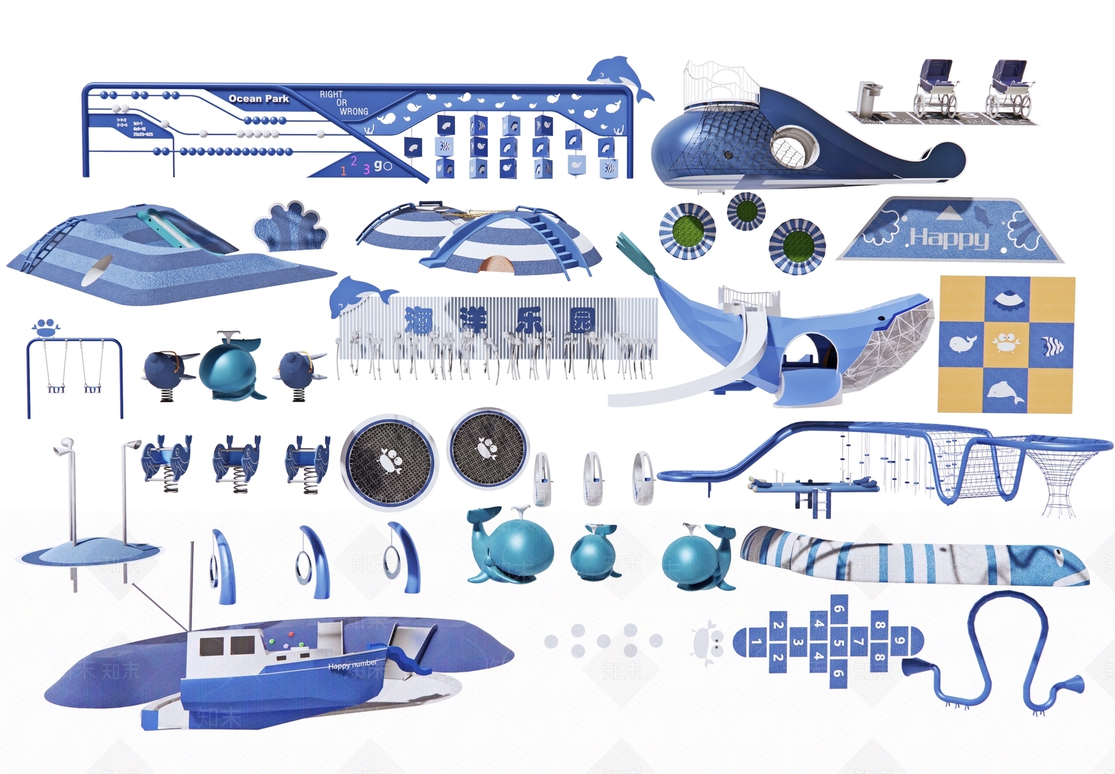 现代海洋主题儿童乐园3D模型下载【ID:1142899601】