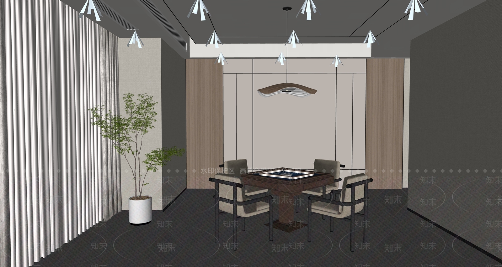 现代棋牌室SU模型下载【ID:1142901279】