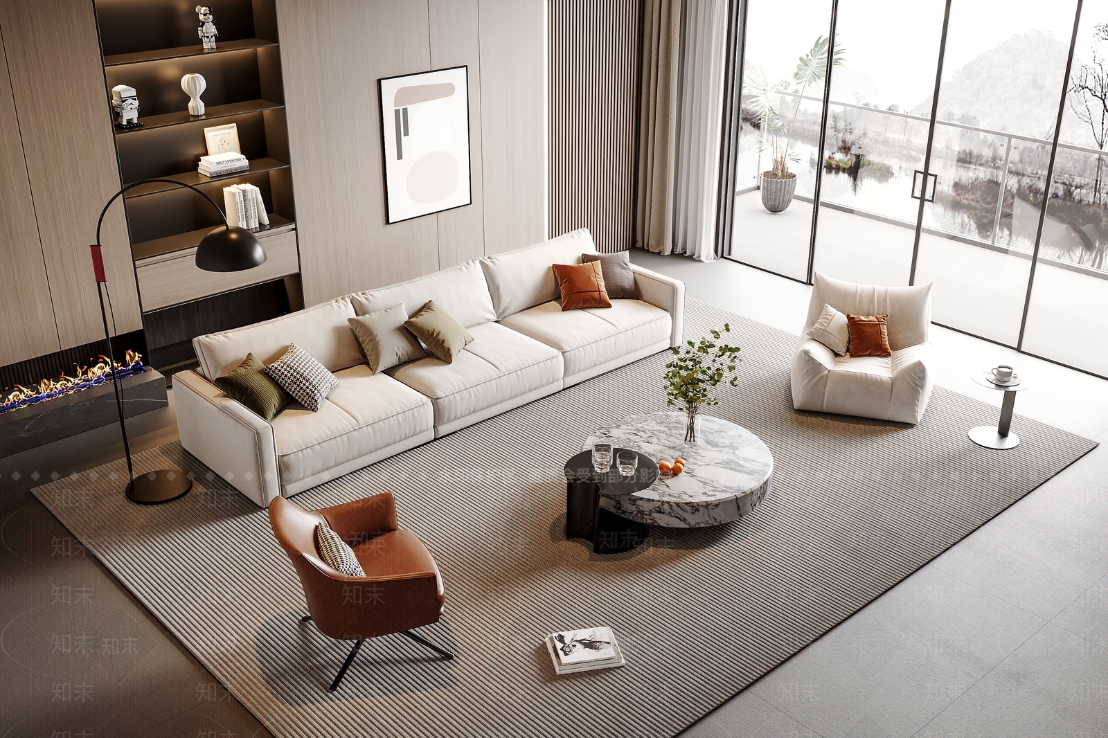 现代沙发茶几组合3D模型下载【ID:1142901544】