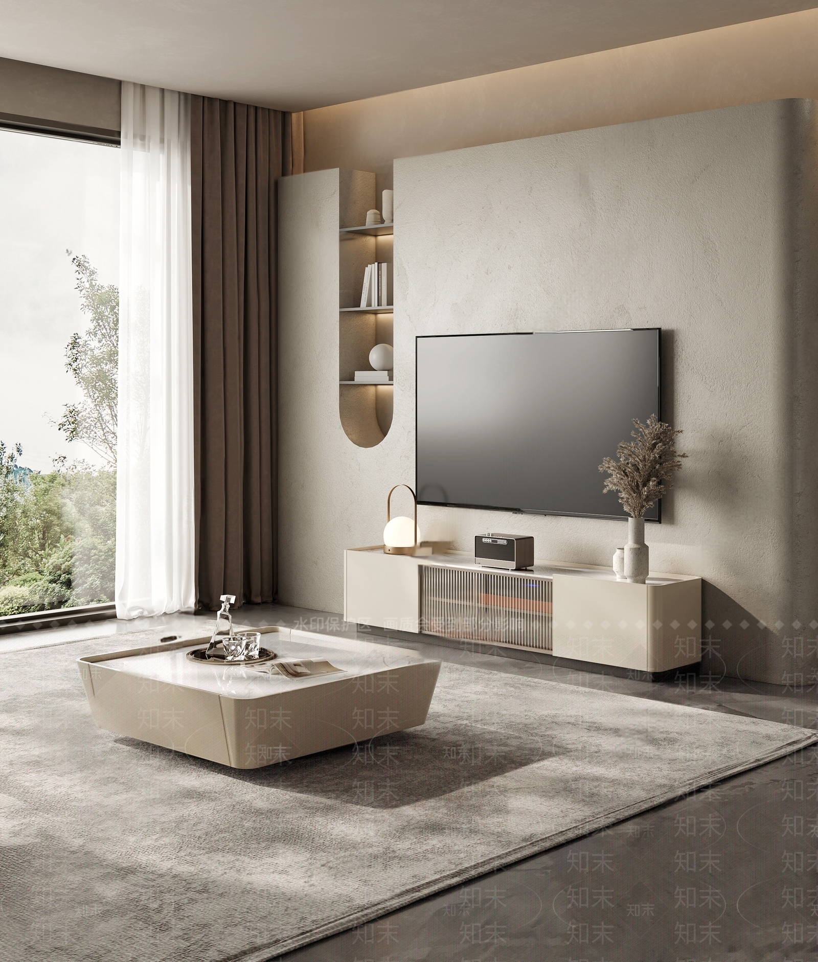 现代电视机柜SU模型下载【ID:1142901982】