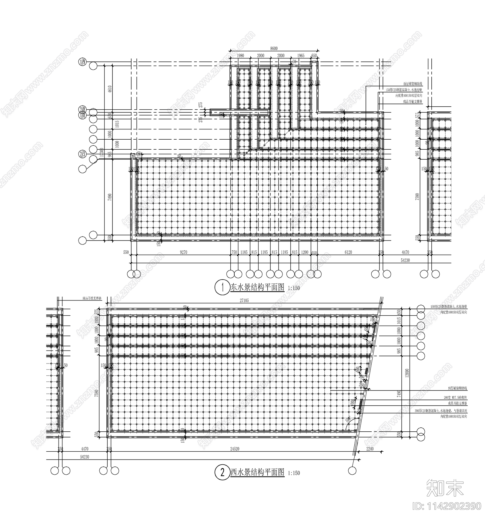 新中式镜面水详图cad施工图下载【ID:1142902390】