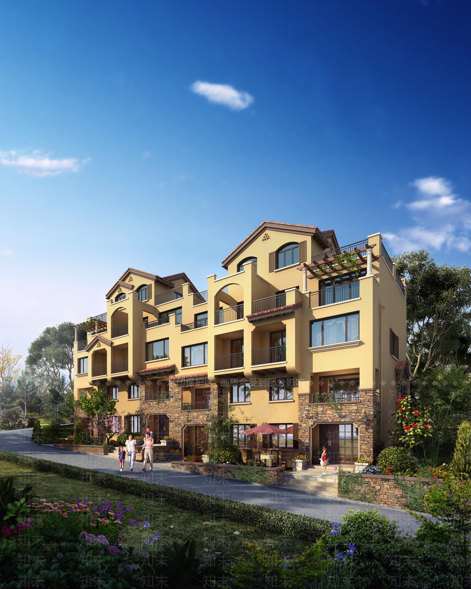 西班牙双拼别墅SU模型下载【ID:1142902829】