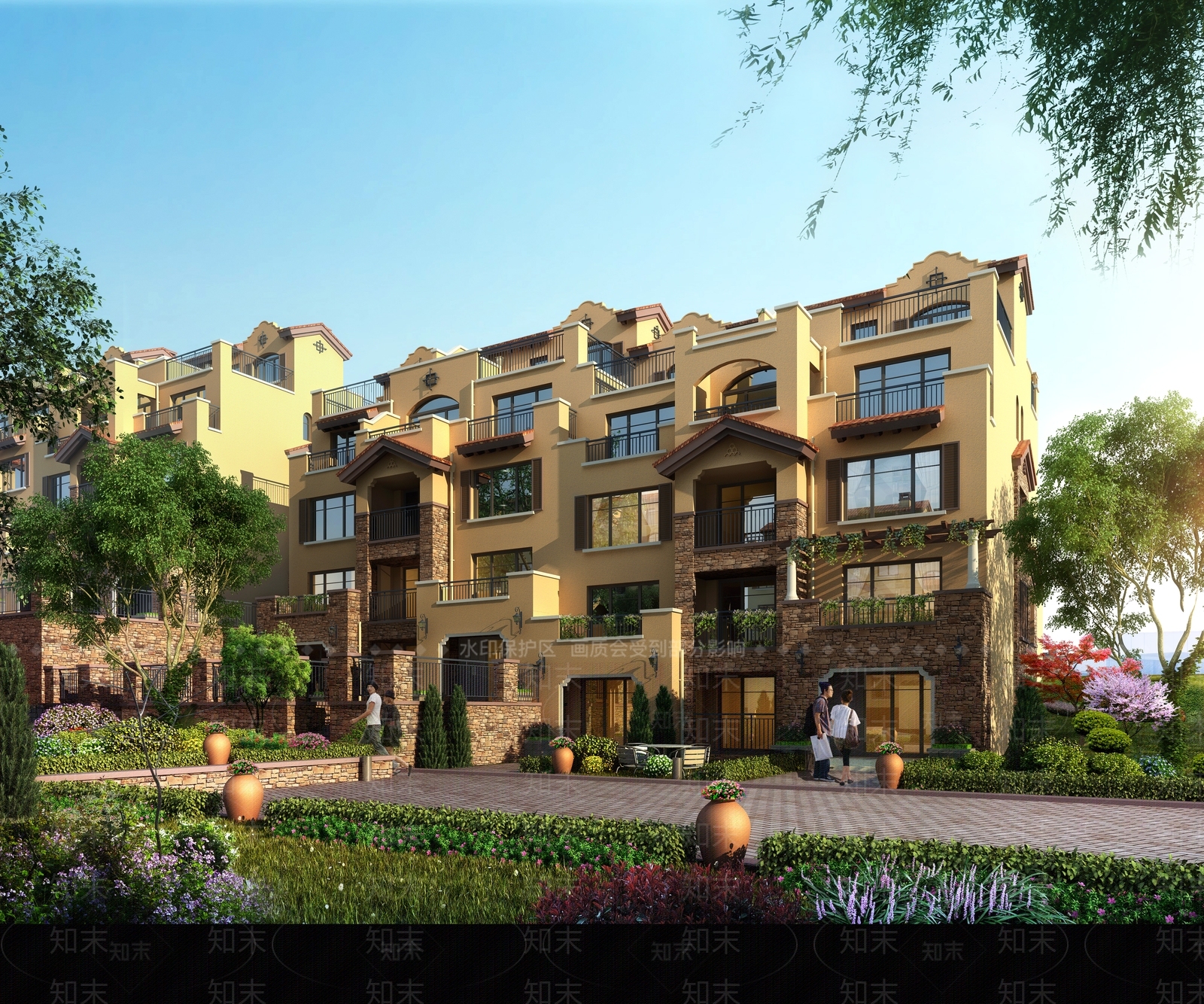 西班牙双拼别墅SU模型下载【ID:1142903161】