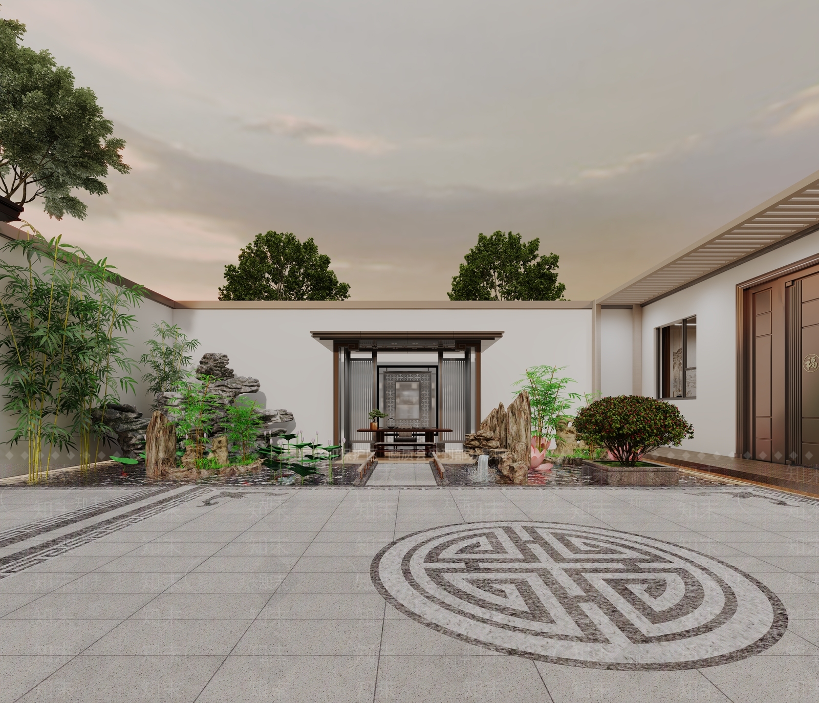 新中式自建房庭院3D模型下载【ID:1142903502】_知末3d模型网