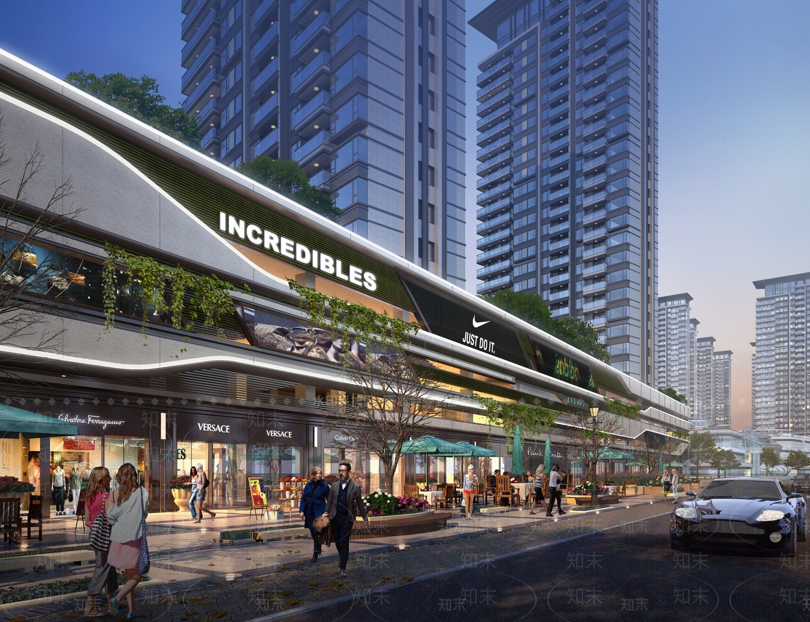 现代风格曲线沿街商业SU模型下载【ID:1142904814】