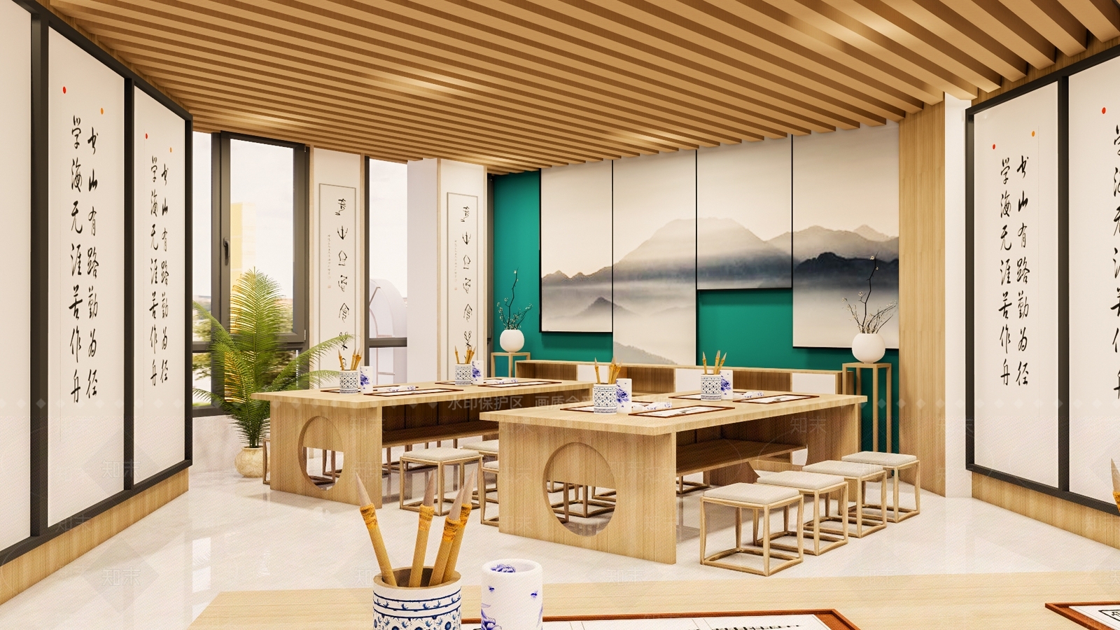 新中式书画室SU模型下载【ID:1142905562】