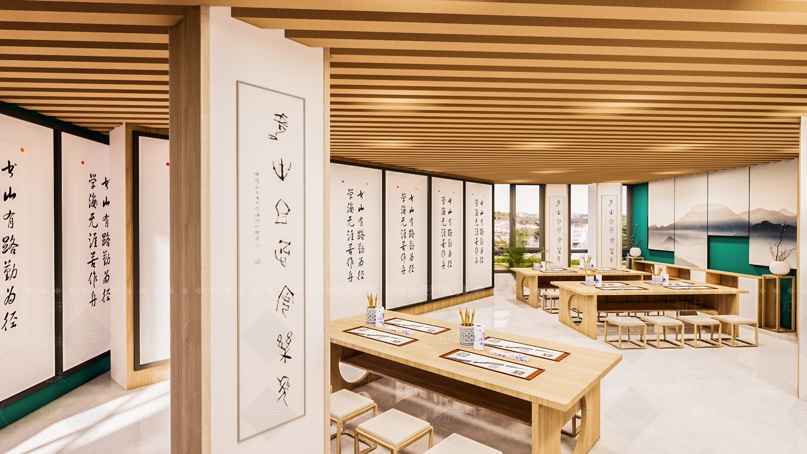 新中式书画室SU模型下载【ID:1142905562】