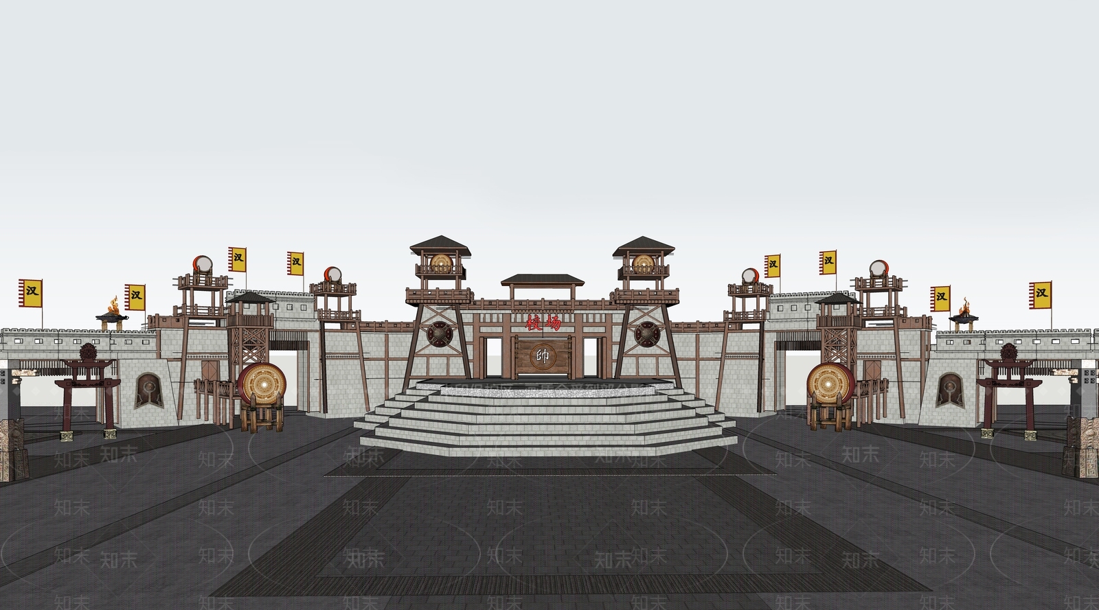 中式校场点将台SU模型下载【ID:1142906735】_知末su模型网