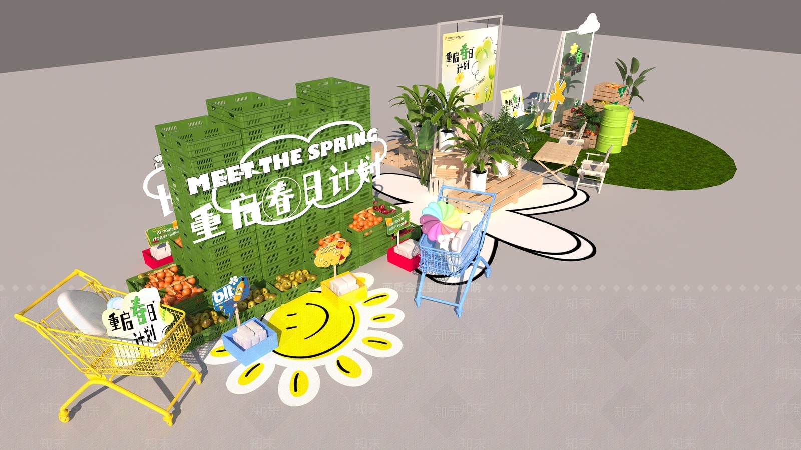 现代春季售卖摊位SU模型下载【ID:1142906753】