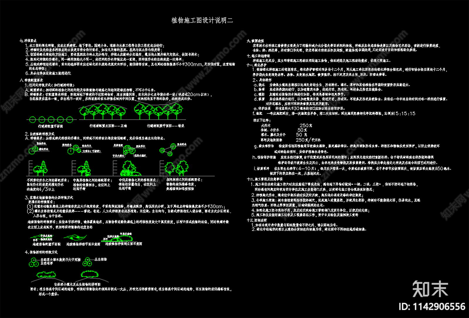 种植说明及种植详图cad施工图下载【ID:1142906556】