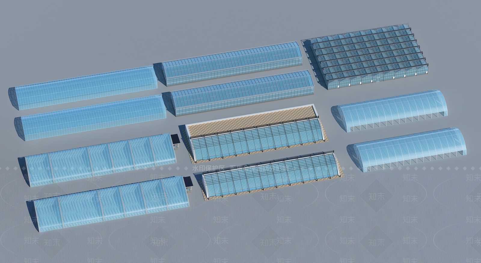 现代温室大棚3D模型下载【ID:1142908440】