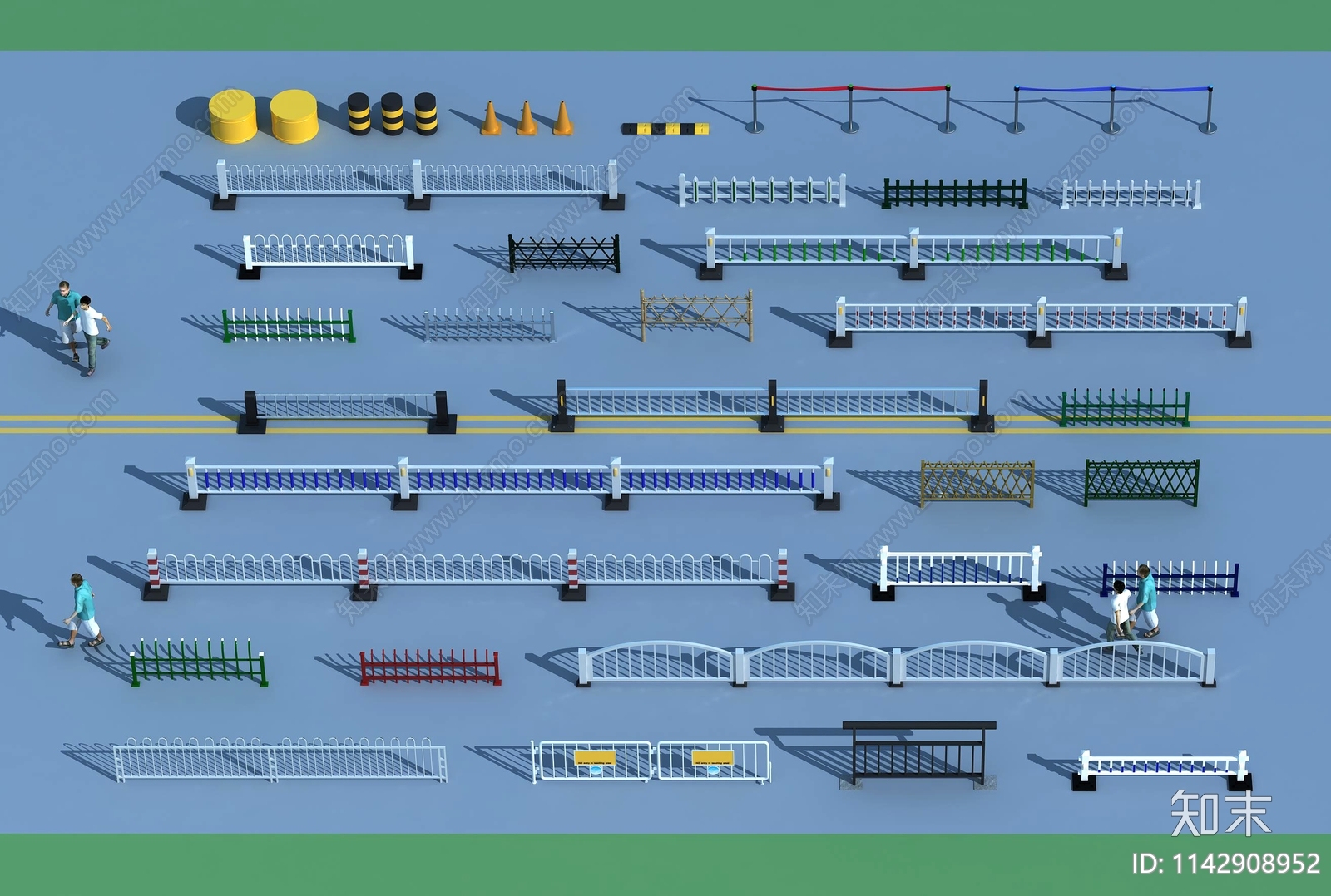 现代道路护栏3D模型下载【ID:1142908952】