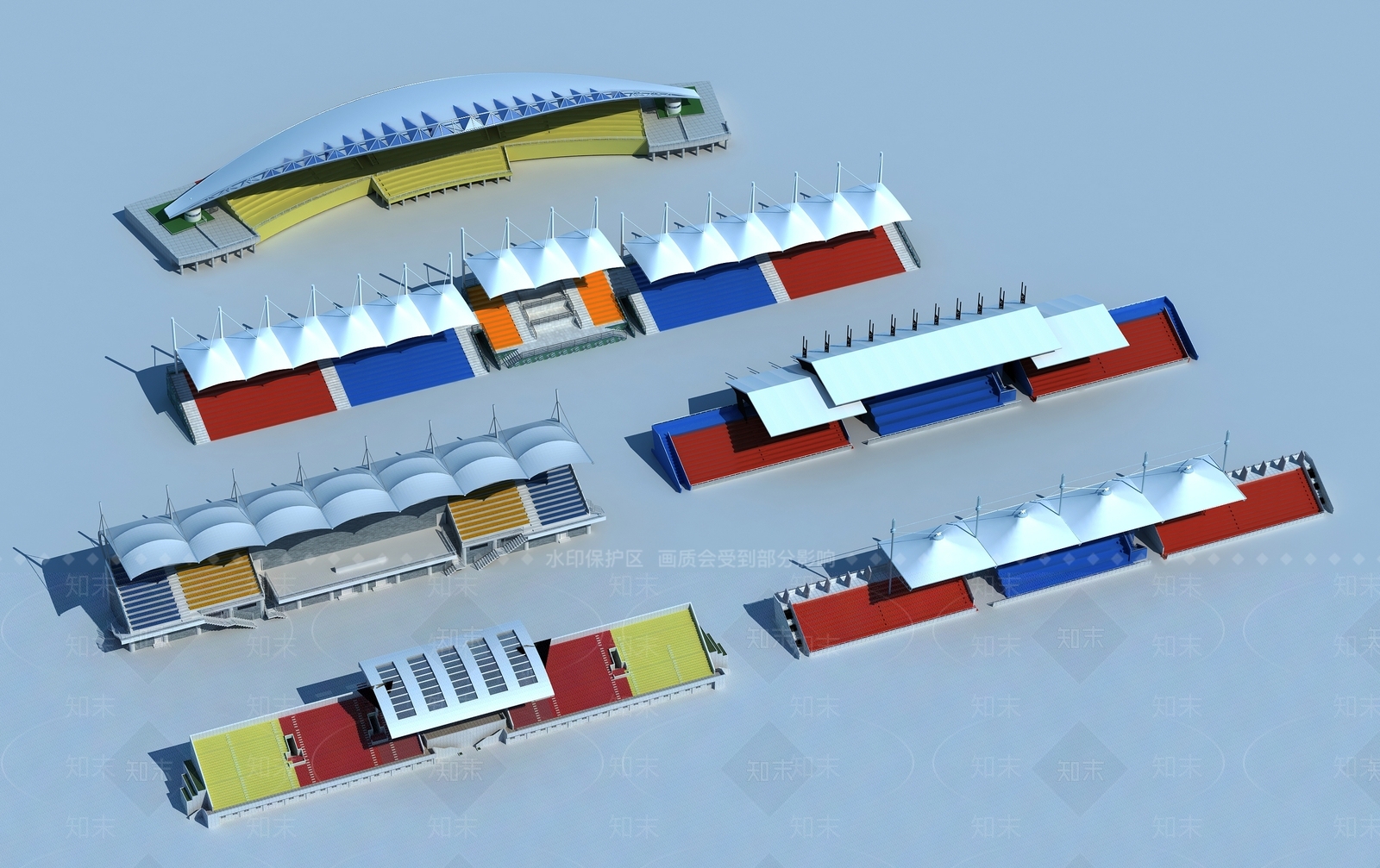 现代操场看台3D模型下载【ID:1142911535】