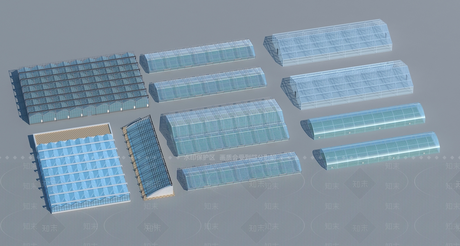 现代温室大棚3D模型下载【ID:1142911865】