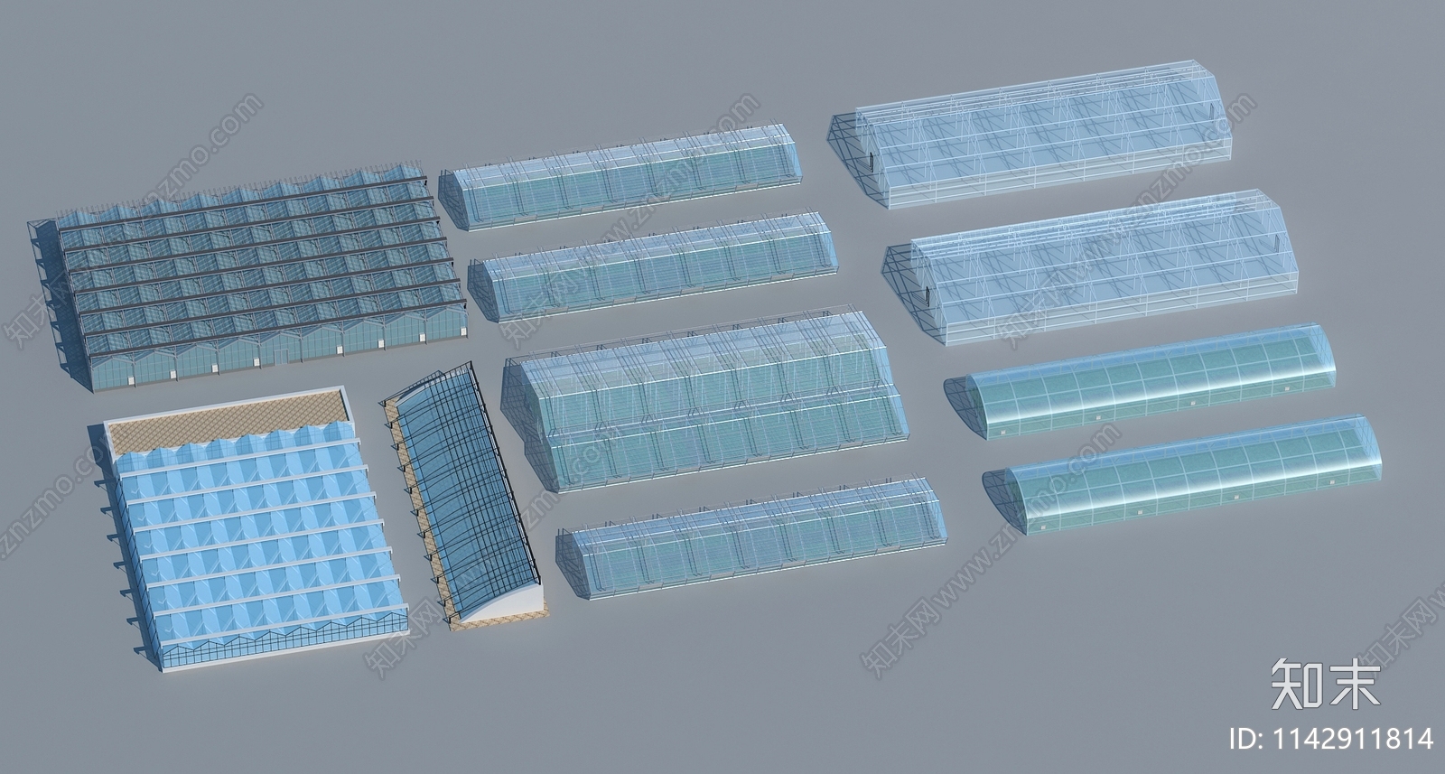 现代温室大棚SU模型下载【ID:1142911814】