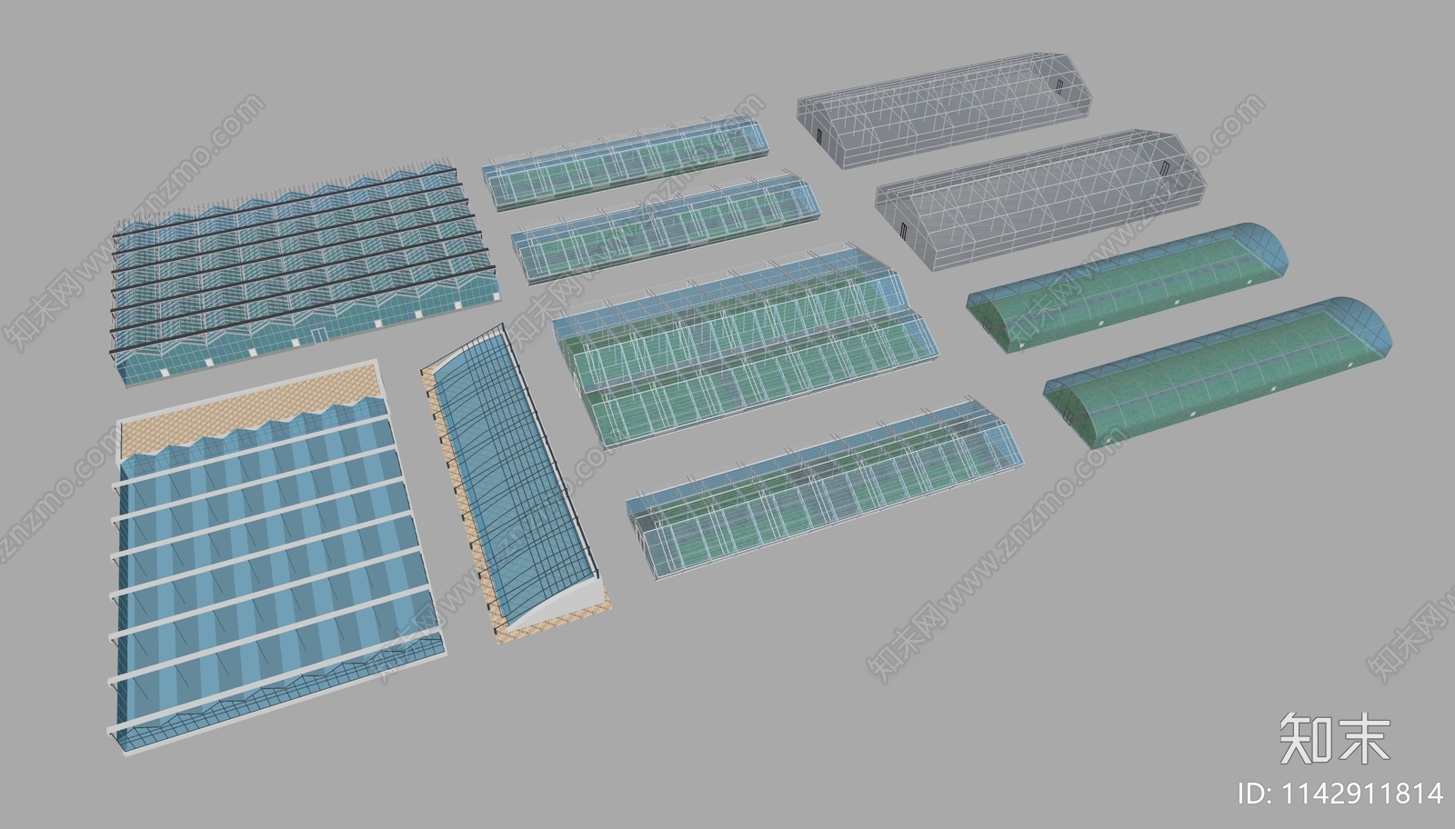 现代温室大棚SU模型下载【ID:1142911814】