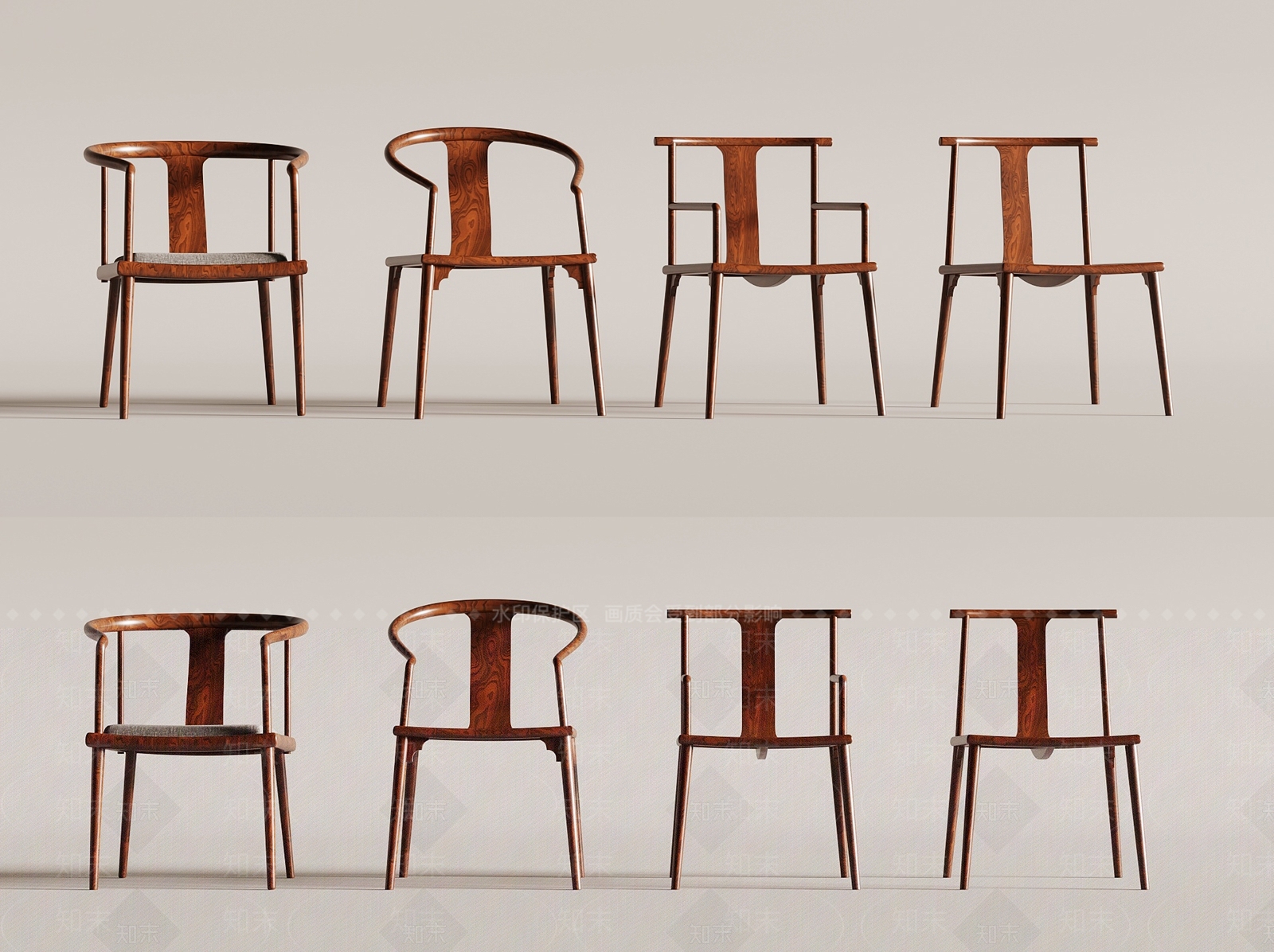 新中式椅子圈椅SU模型下载【ID:1142912232】