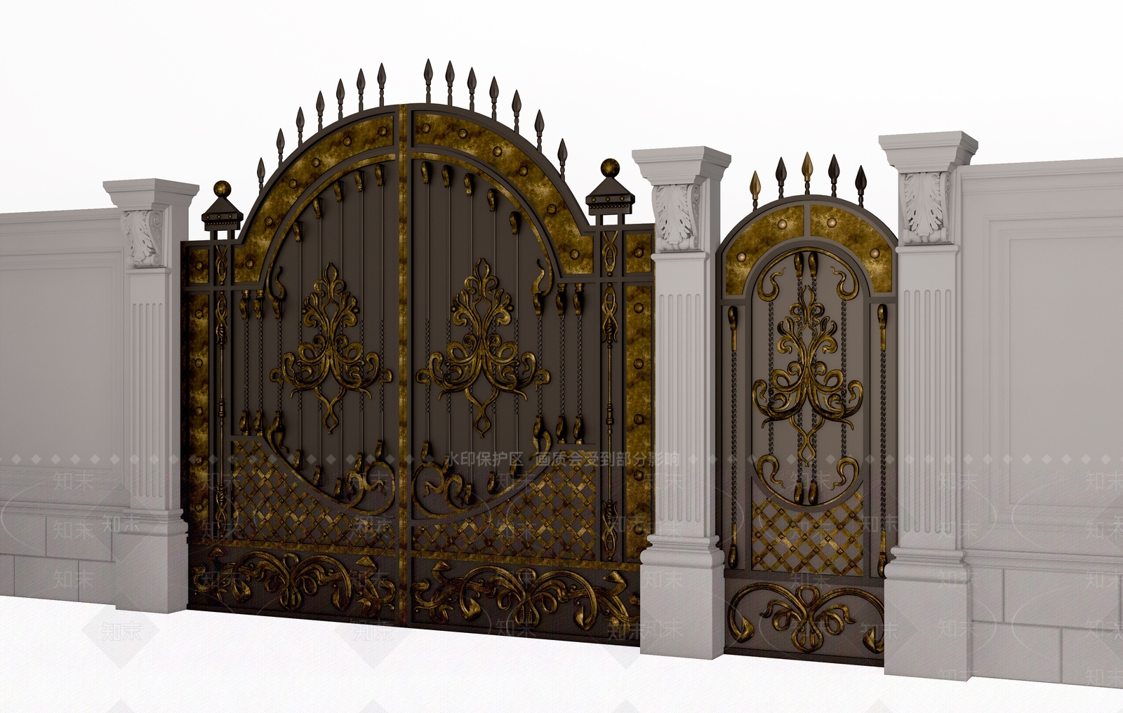 欧式古典入口大门SU模型下载【ID:1142913140】