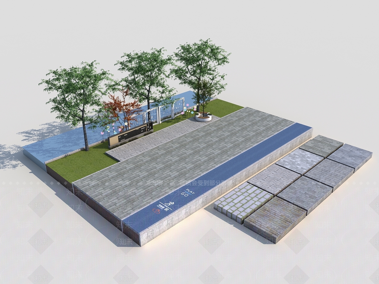 现代公园园路SU模型下载【ID:1142914373】