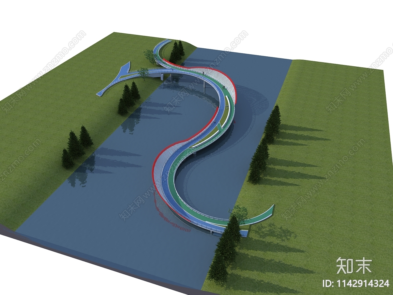 现代景观桥SU模型下载【ID:1142914324】
