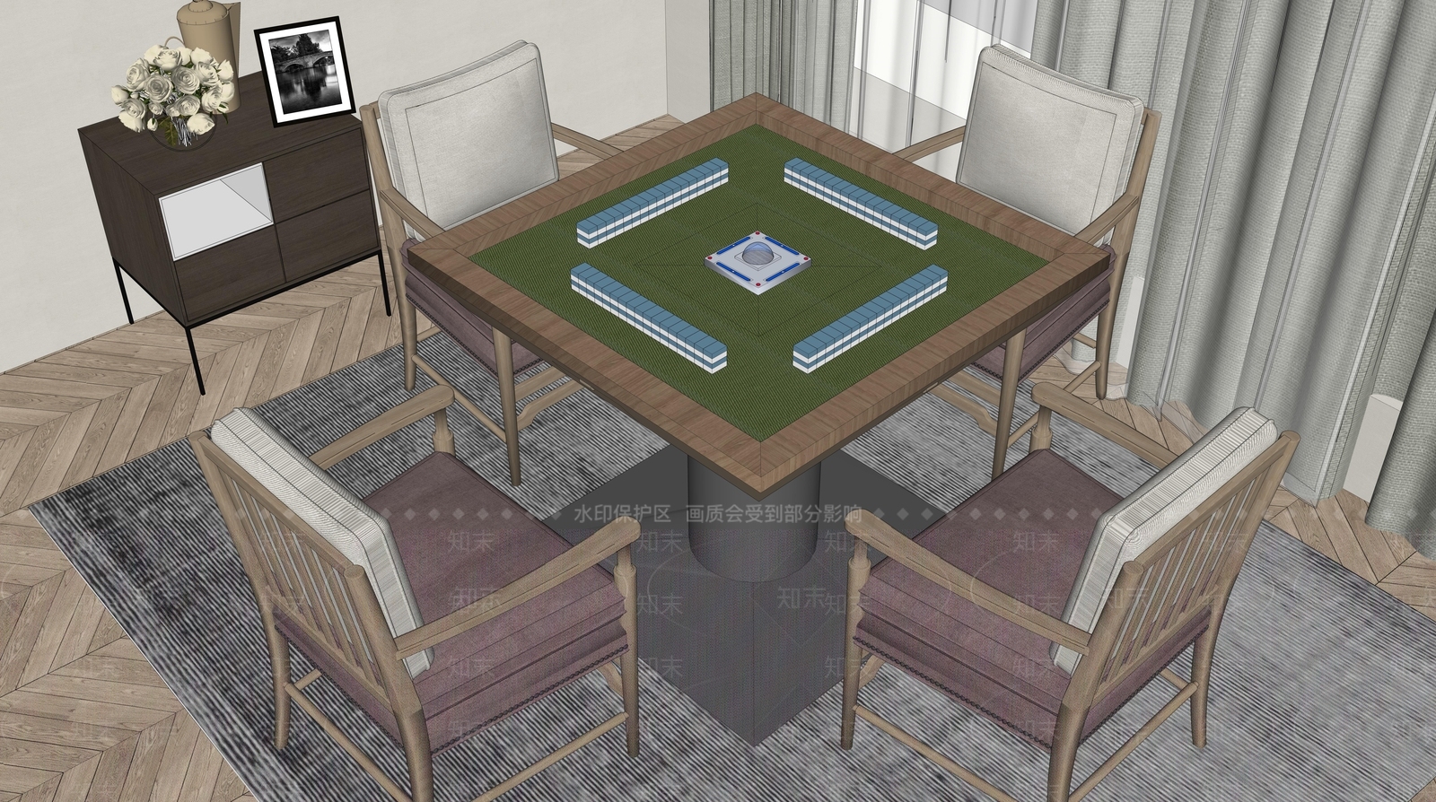 麻将桌SU模型下载【ID:1142921312】