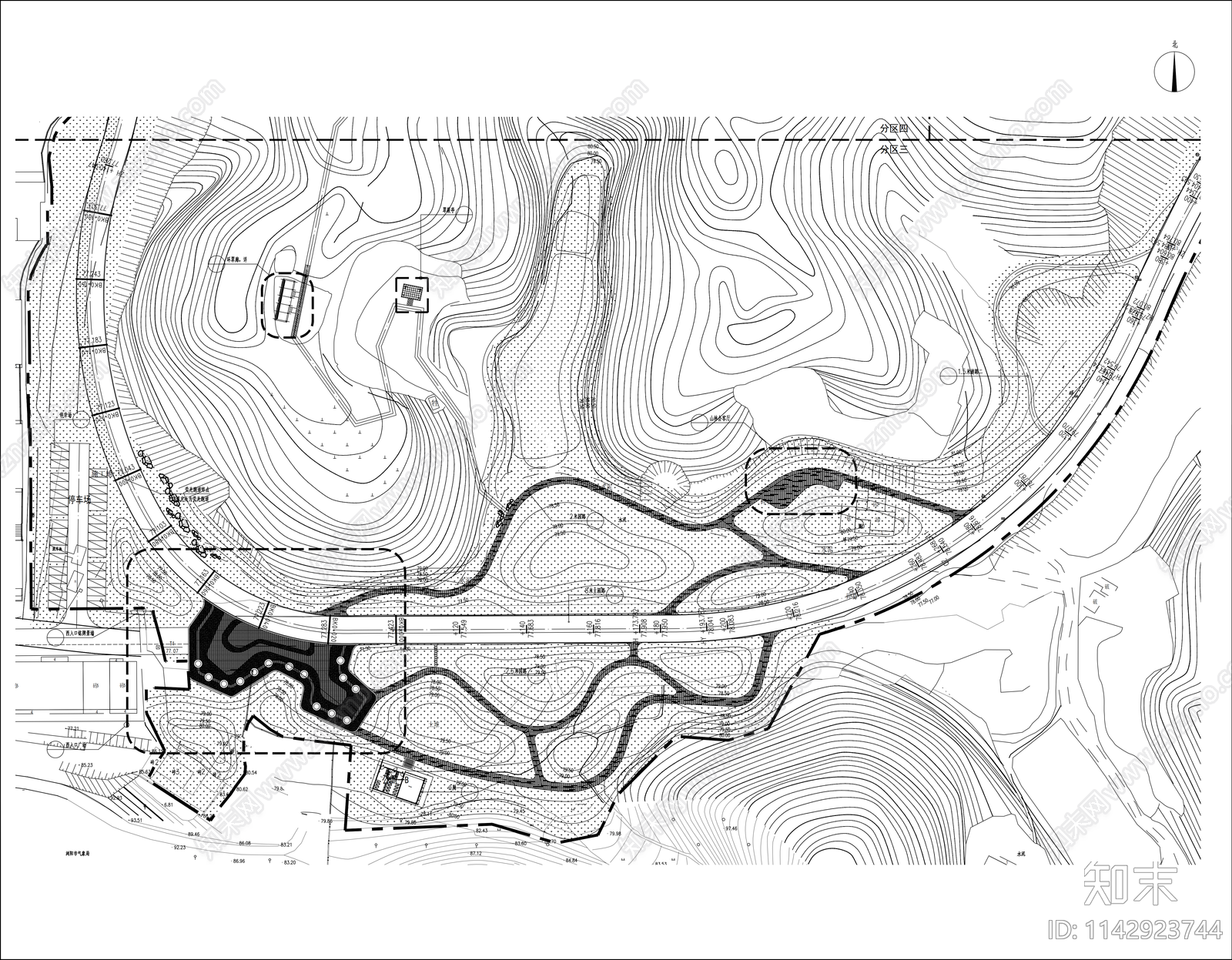 山地公园景观cad施工图下载【ID:1142923744】