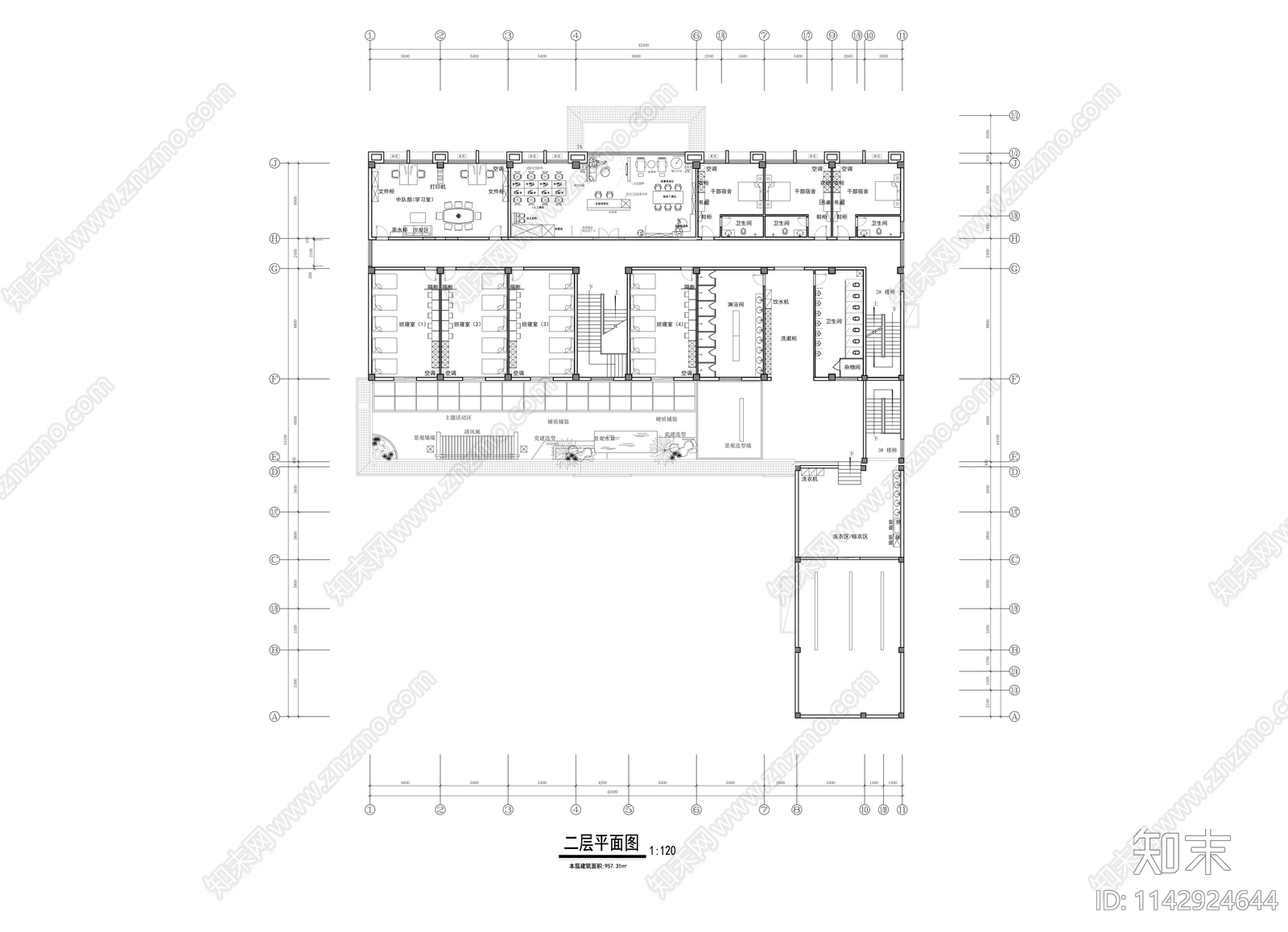 4000m²消防站室内平面布置图施工图下载【ID:1142924644】