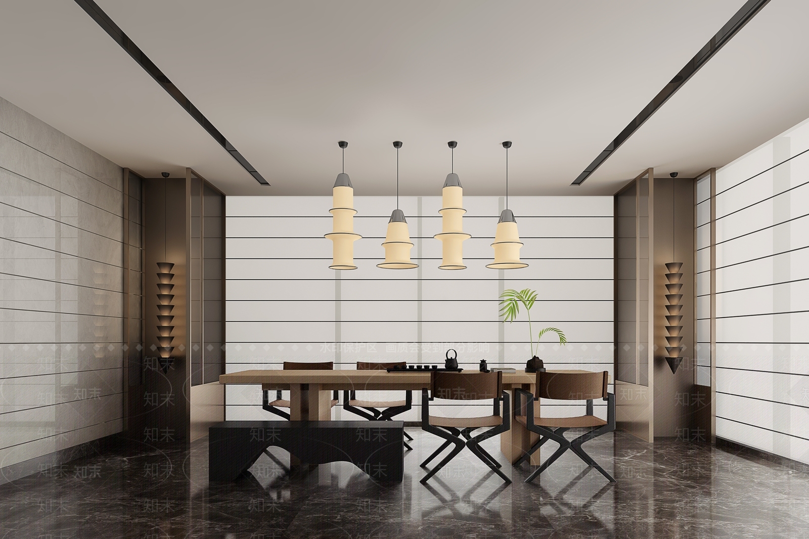 梵池设计现代茶室SU模型下载【ID:1143586693】