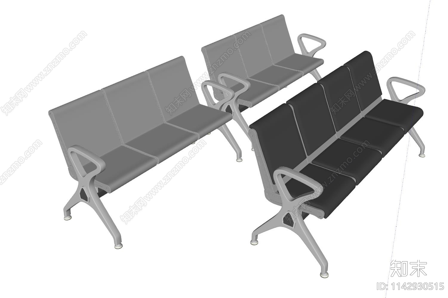 现代钢制公共连排座椅SU模型下载【ID:1142930515】