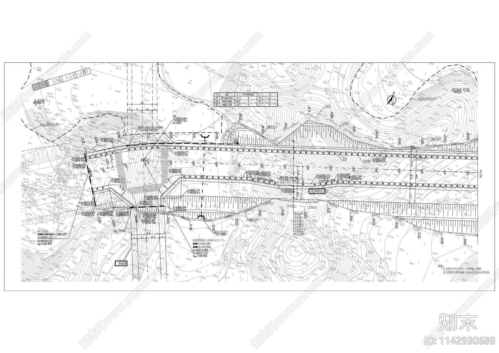 花滩路延长段cad施工图下载【ID:1142930689】