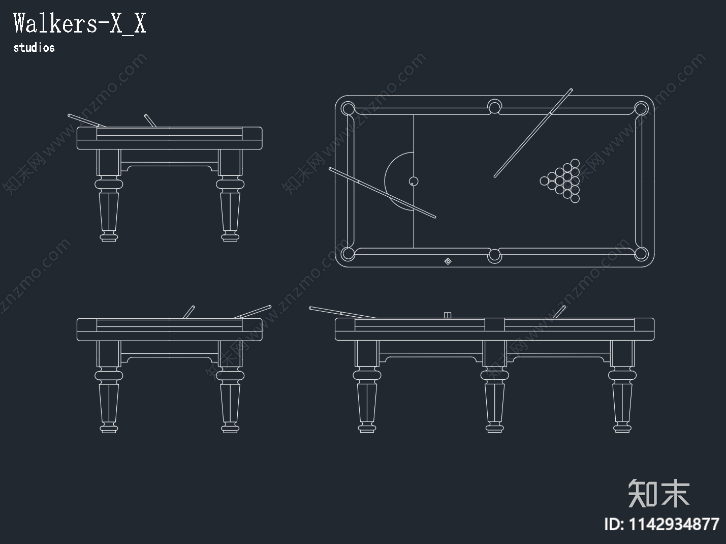 台球桌施工图下载【ID:1142934877】