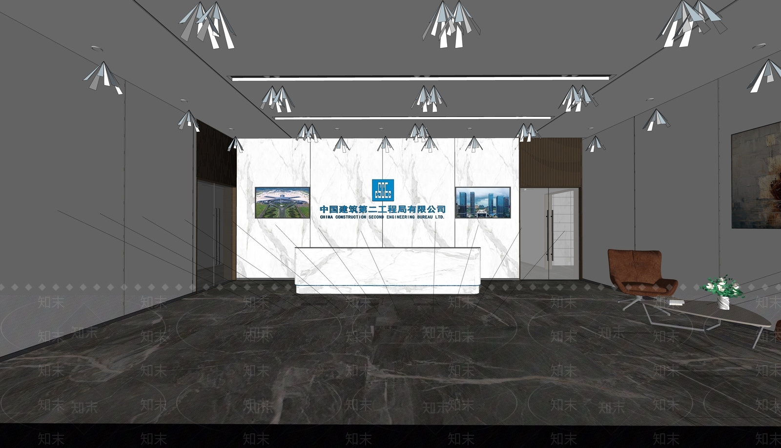 现代公司大堂SU模型下载【ID:1142935516】