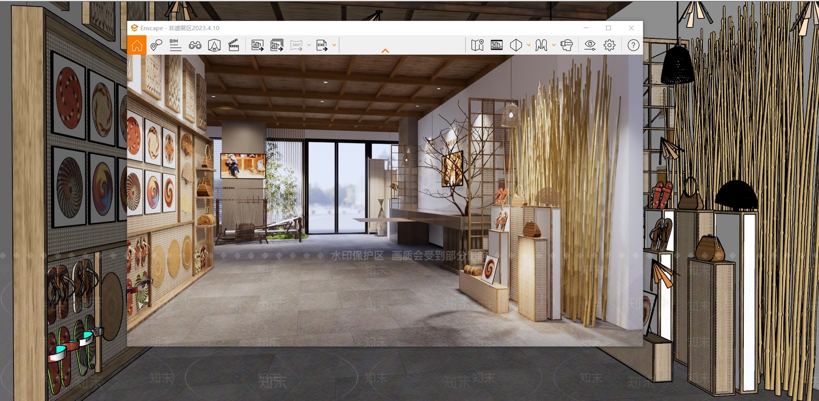 现代非遗文化展厅SU模型下载【ID:1142943809】