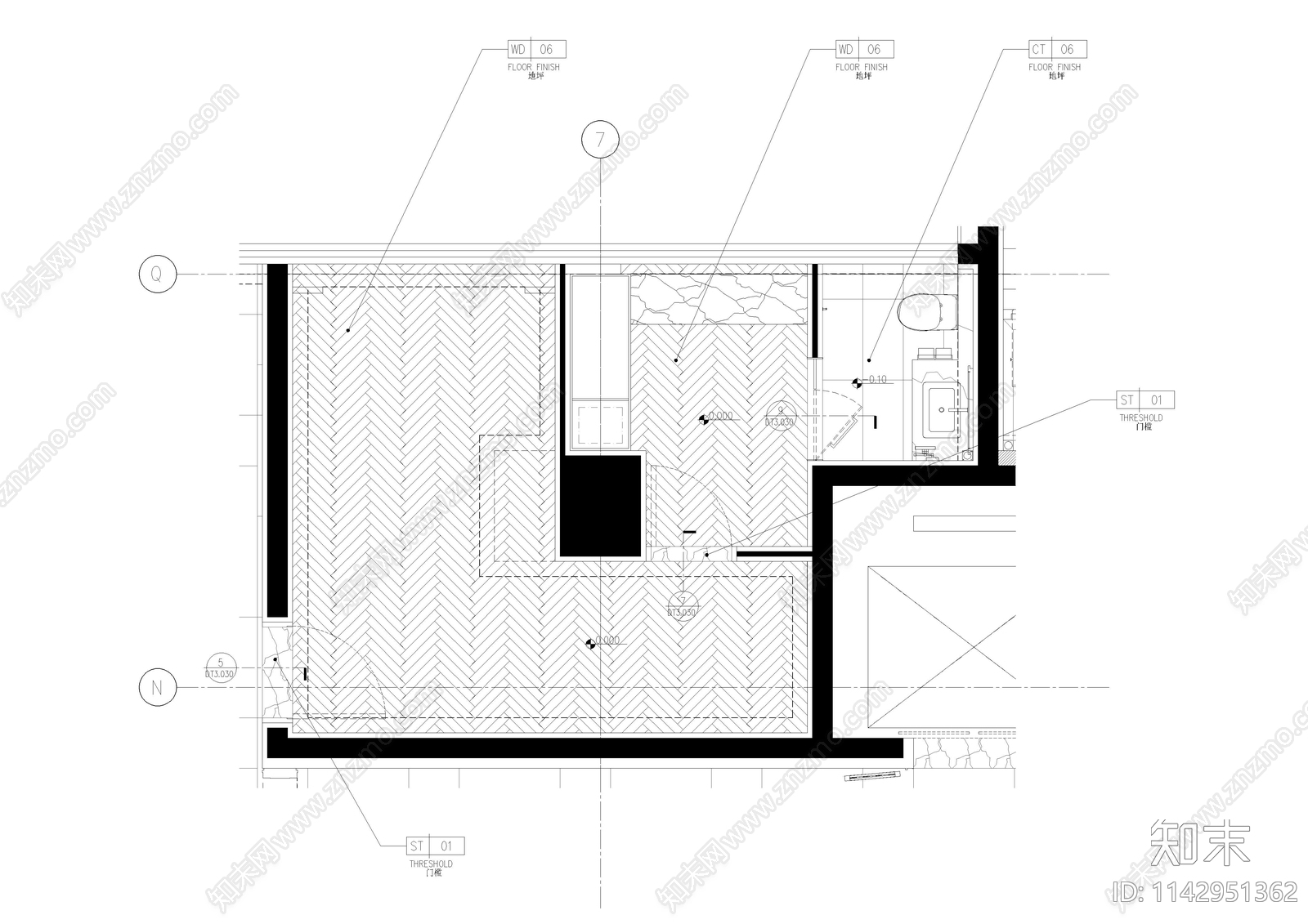 酒店新娘房更衣室室内施工图下载【ID:1142951362】